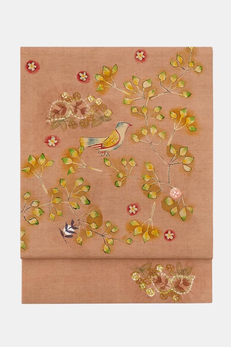 銀座【帯5784】鈴木紀絵作 紬地 染名古屋帯 - 銀座きもの青木｜長く