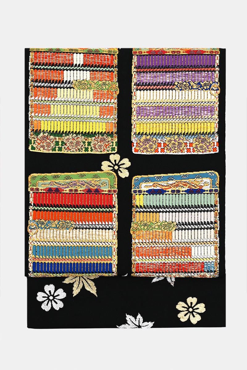 銀座【帯5797】龍村平蔵製 本袋帯 黒色 銘「威毛錦」 - 銀座きもの青木