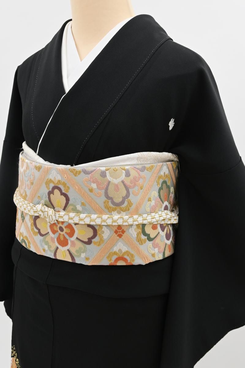 銀座【B-4325】染五ッ紋 黒留袖 菱文（高島屋扱い） :身丈156.5/裄64