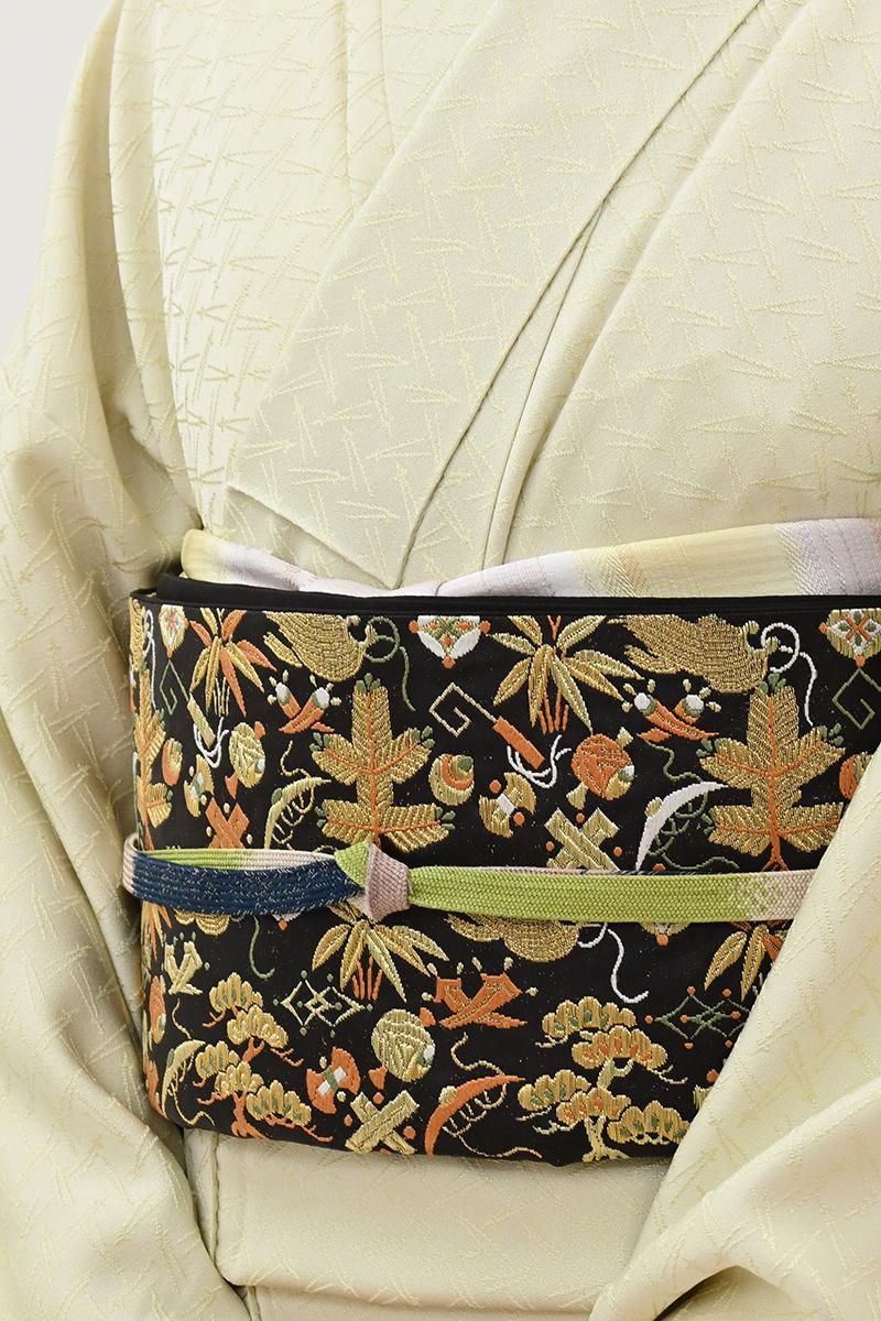 銀座【L-8577】袋帯 蝋色 宝尽くし文（ゑり善扱い） - 銀座きもの青木