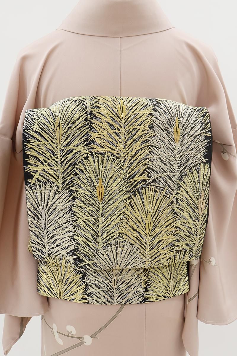 銀座【L-8647】袋帯 黒色 大王松（落款入） - 銀座きもの青木｜長く