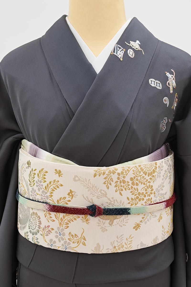 銀座【L-8660】本袋帯 生成色 花鳥文 - 銀座きもの青木｜長く大切に着