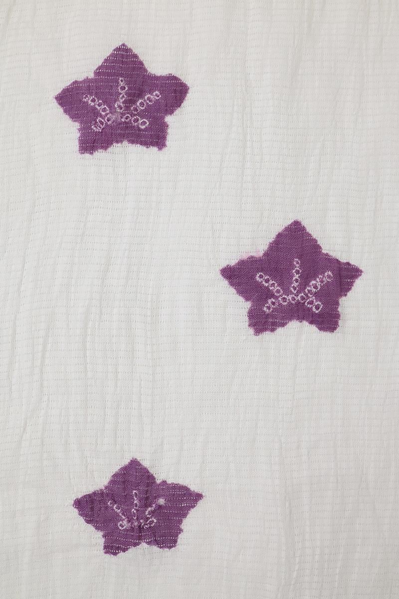 G-3065】衿秀製 近江麻織 帯揚げ 桔梗 白色×紫色 - 銀座きもの青木