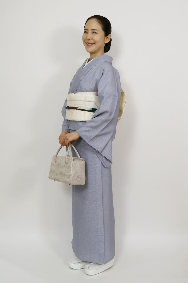 銀座【C-2808-2】絽 江戸小紋 暗めの紅掛花色 大小霰（反端付）（N