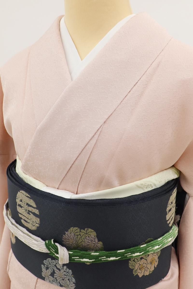 銀座【C-2953】染一ッ紋 色無地 ピンク色系 唐草の地紋（反端付・紙