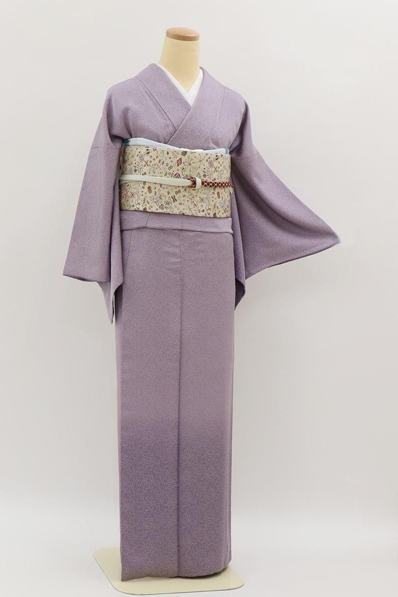 銀座【C-3040】繍一ッ紋 江戸小紋 紫色系 裾暈かしに抽象文（三越扱い