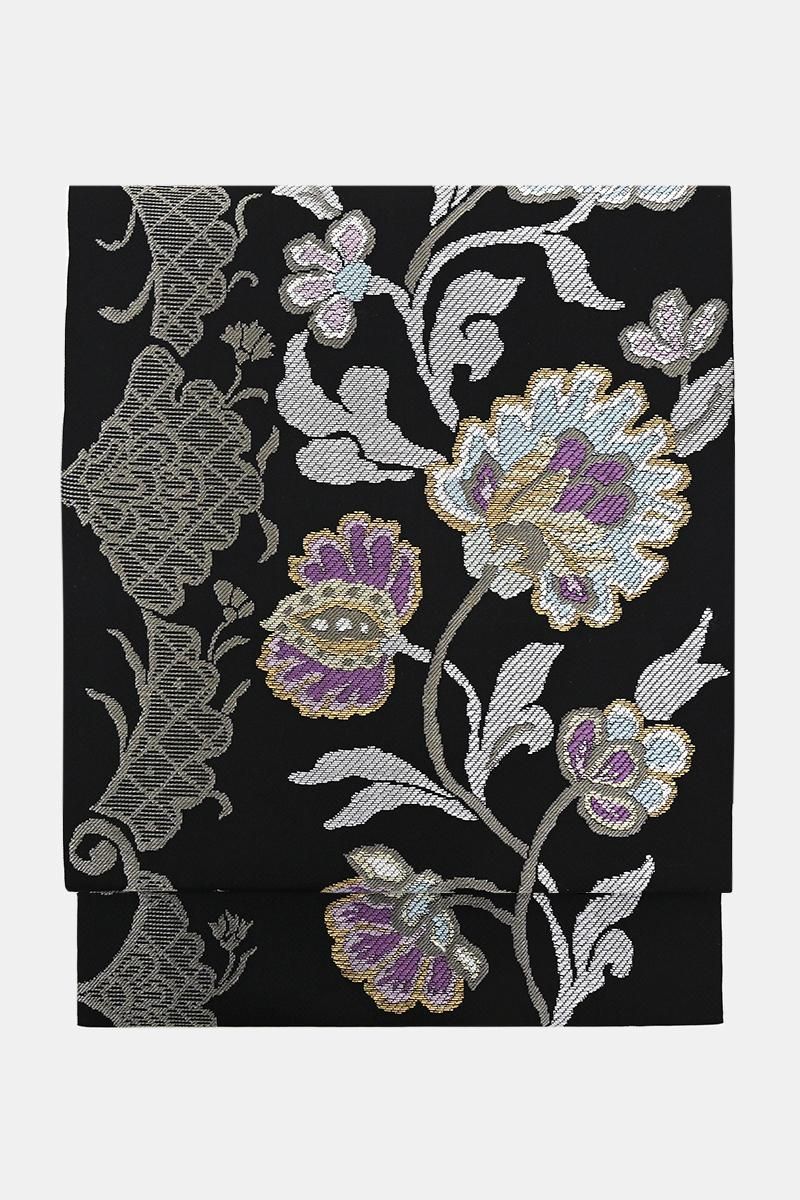 銀座【帯5925】西陣 帯屋捨松製 九寸名古屋帯「レース花文」（新品