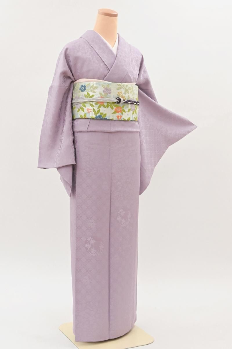 銀座【C-3407】色無地 牡丹鼠色 四季花の地紋 :身丈166/裄70.5 - 銀座