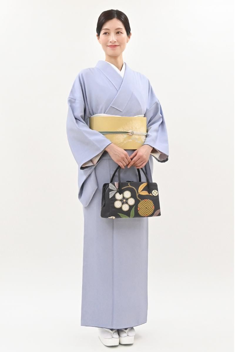 銀座【C-3418-1】江戸小紋 淡い紅掛空色 鮫文（反端付）（N）:身丈160