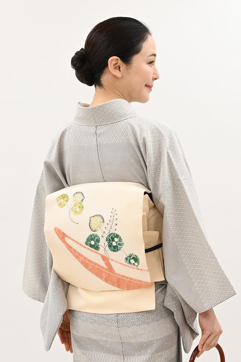 銀座【H-0991】日本工芸会正会員 小倉淳史作 塩瀬地 絞り染め 開き