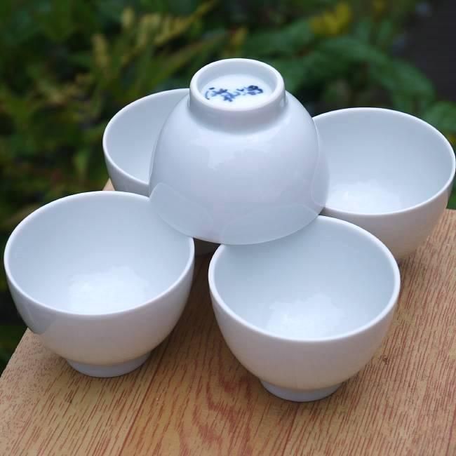白磁煎茶碗揃え 縁ぞり無し 昭阿弥 - 京焼清水焼 松韻堂