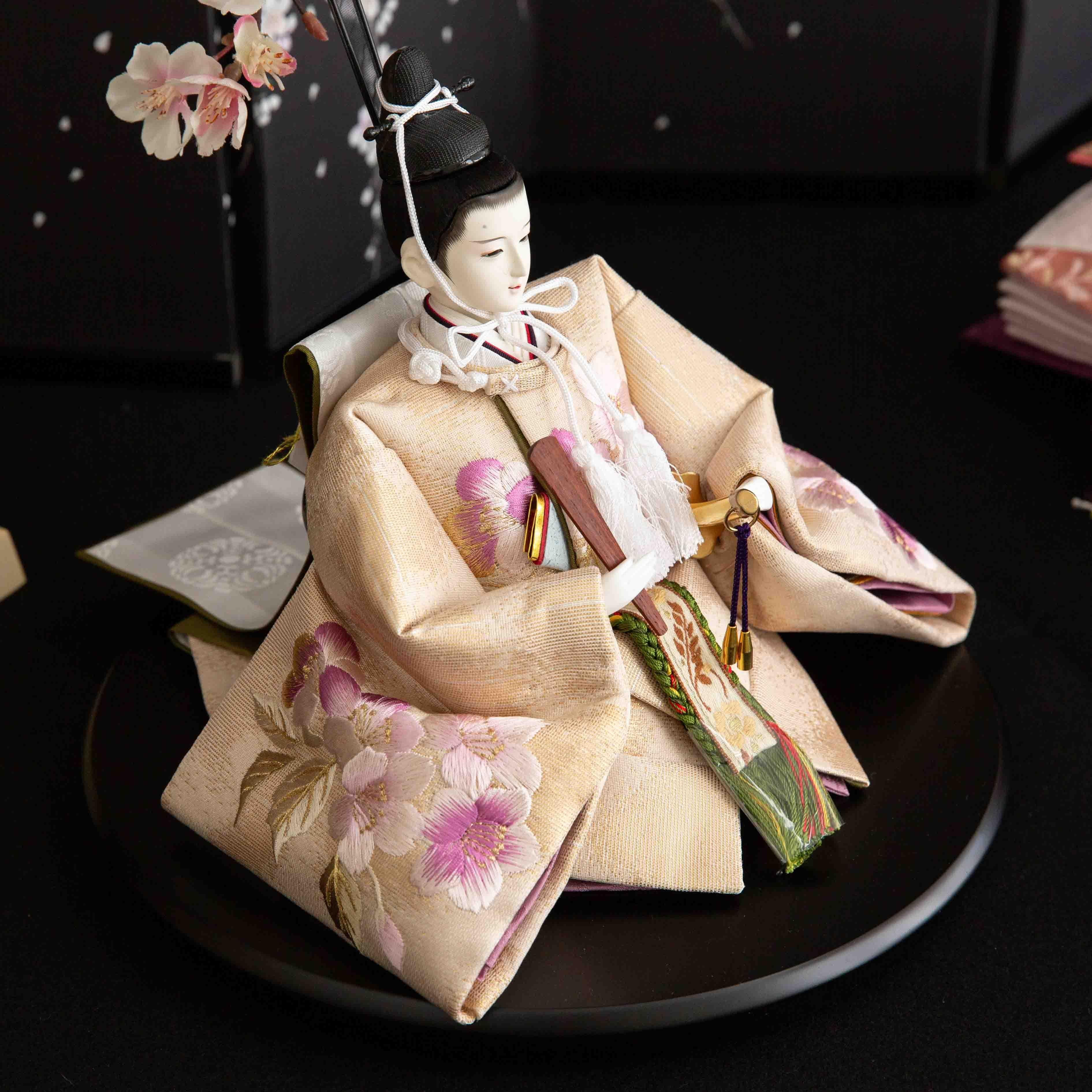 モダン オシャレ 雛人形 大三五 親王飾り 新刺繍 小倉草園