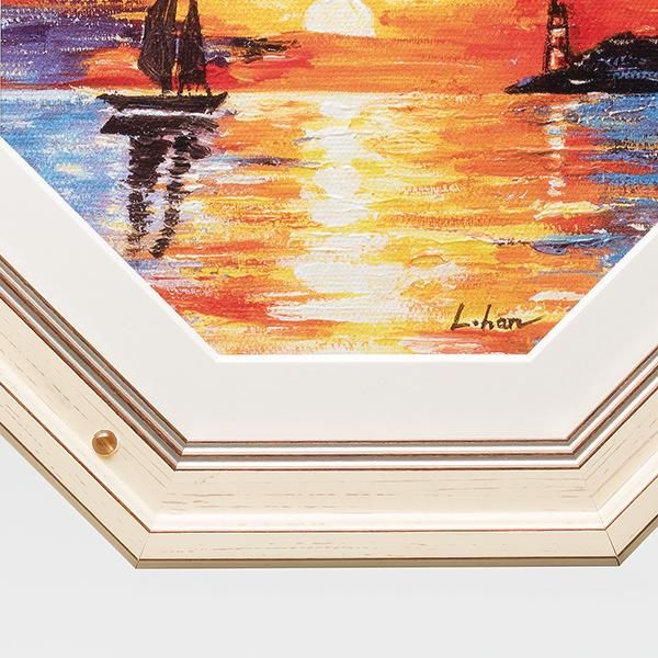 風水八角油彩画「朝焼けの海」 - 三宝堂オンラインショップ