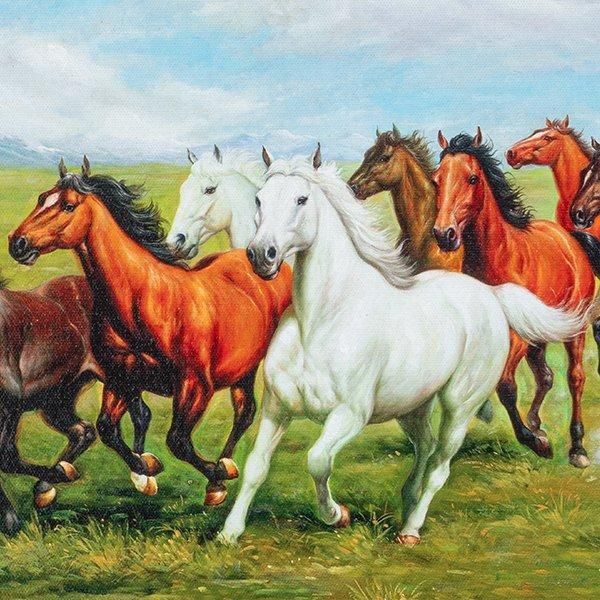 肉筆油彩画「疾走する九頭馬」 M10号 今回限定10 ー 三宝堂オンライン