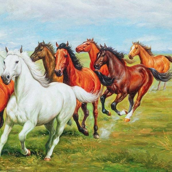 リアリズム肉筆油彩画【競馬】大作