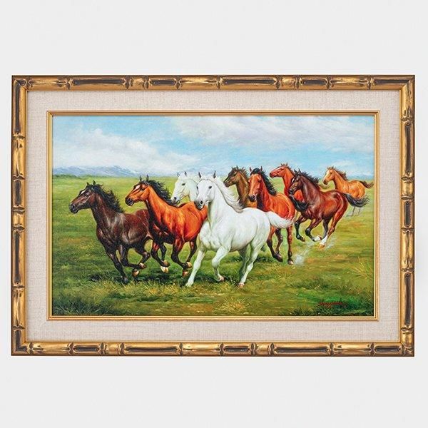 肉筆油彩画「疾走する九頭馬」 M10号 今回限定10 ー 三宝堂オンライン