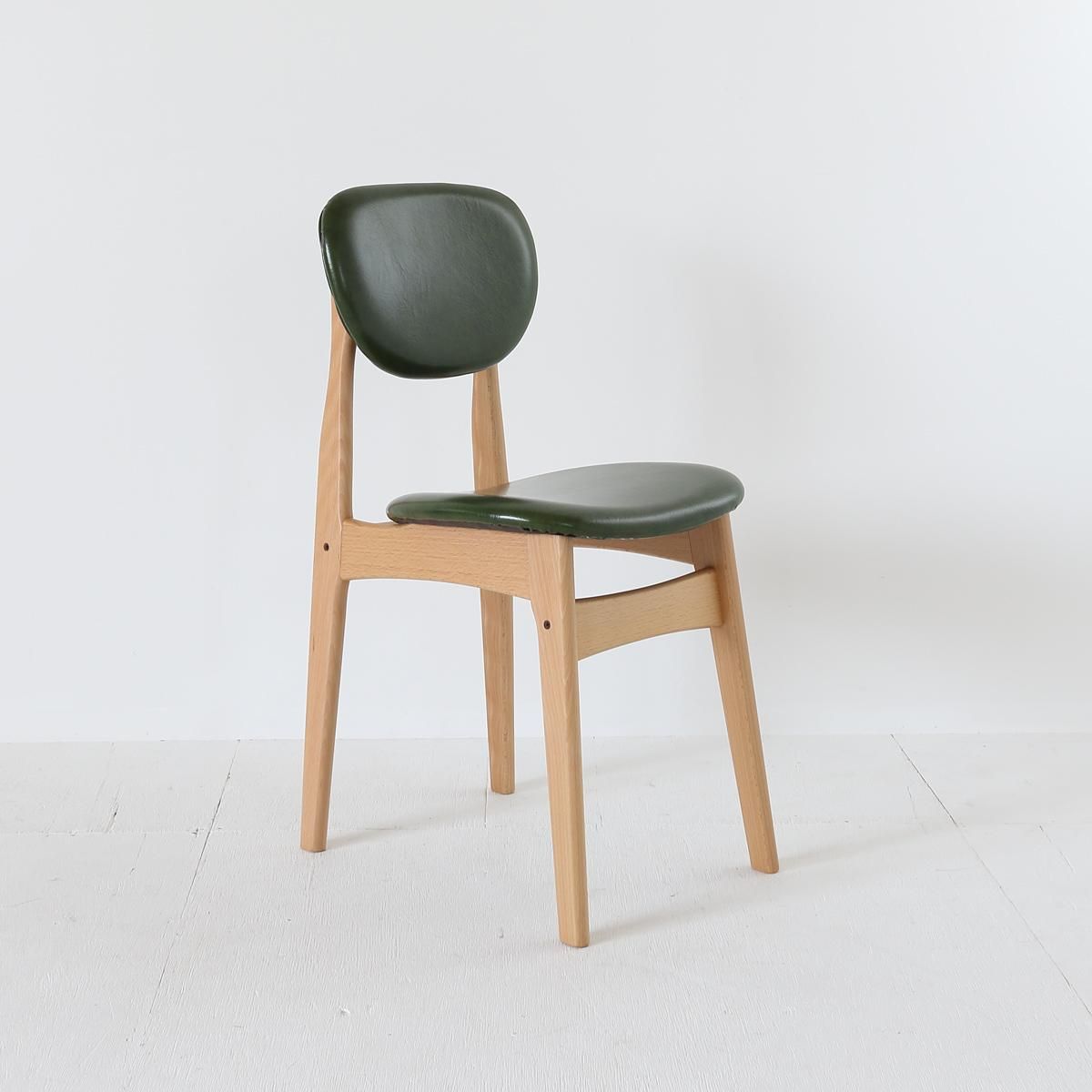 職人家具 ikpイカピーチェアー グリーンレザー 木部ナチュラル