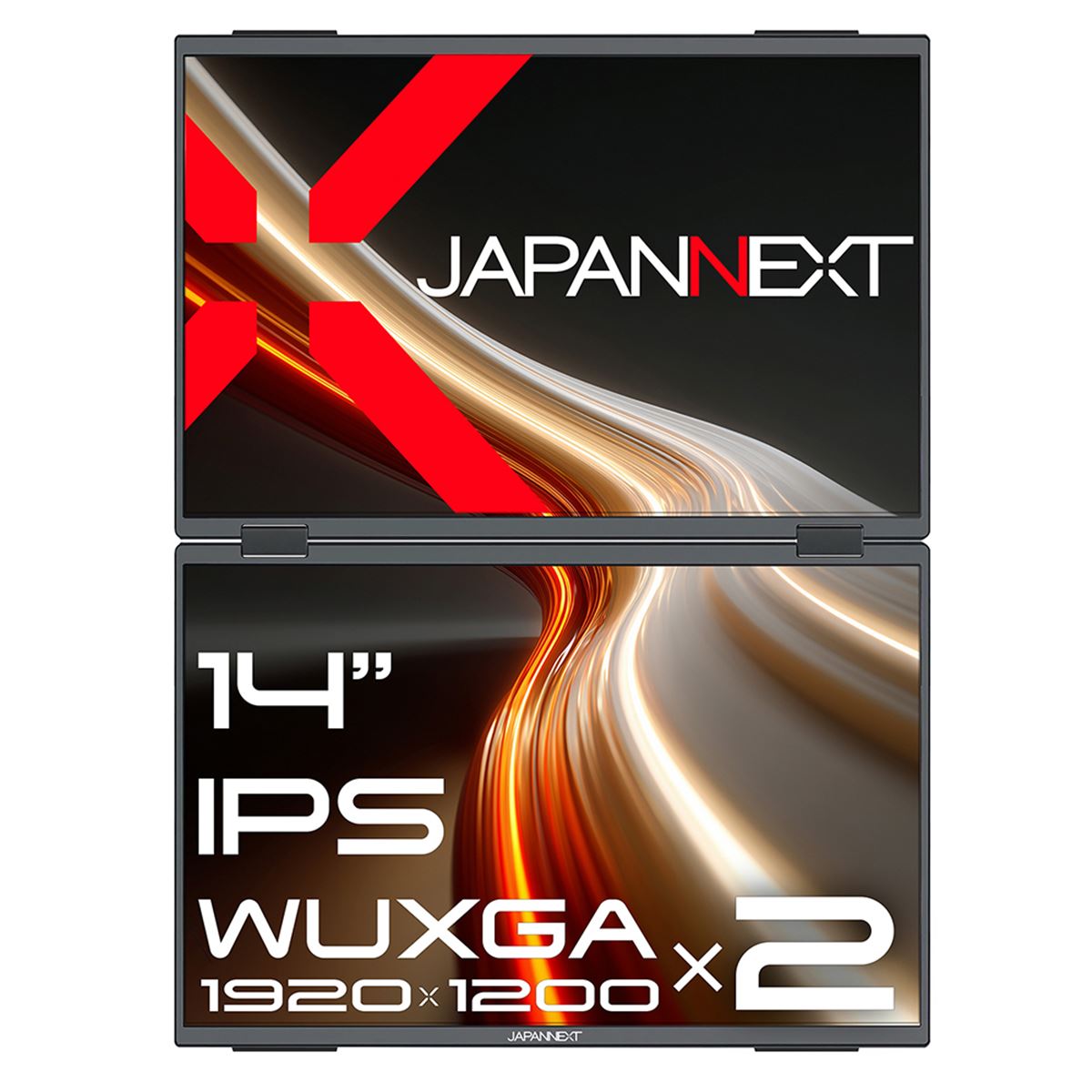 JAPANNEXT、14型WUXGA×2画面の折りたたみ式モバイルディスプレイ「JN