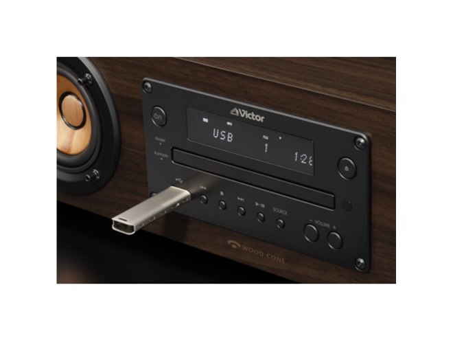 ビクター、CD15枚分のJAZZ音源を内蔵した一体型ウッドコーンオーディオ