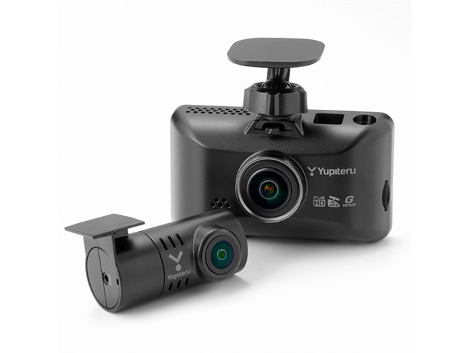 フロントカメラに3型液晶、ユピテル「前後2カメラドラレコ」新モデルが