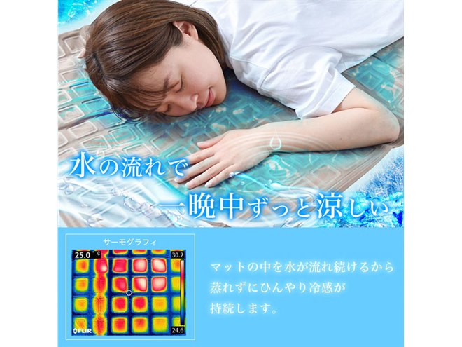 水を循環させて冷やす、水冷式「ひんやり水流快眠マット2」サンコー