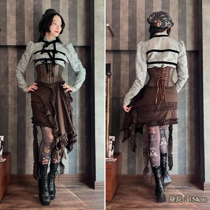 受注生産】フェイクレザーミニショートコルセット(フックタイプ