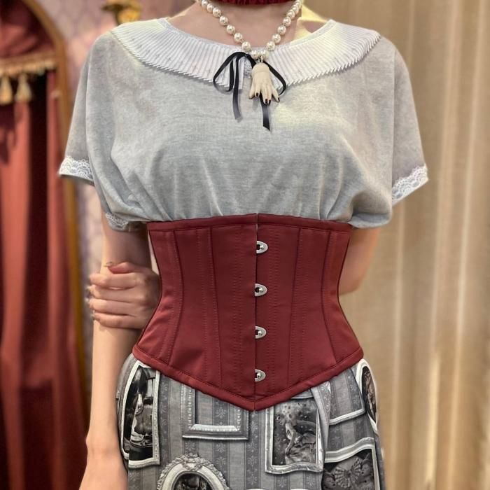 受注生産】ベーシックサテンミニショートコルセット（ボルドー