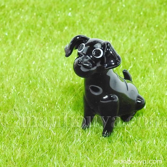 犬 置物 ガラス細工 ミニチュア 雑貨 グラススクエア ラブラドール