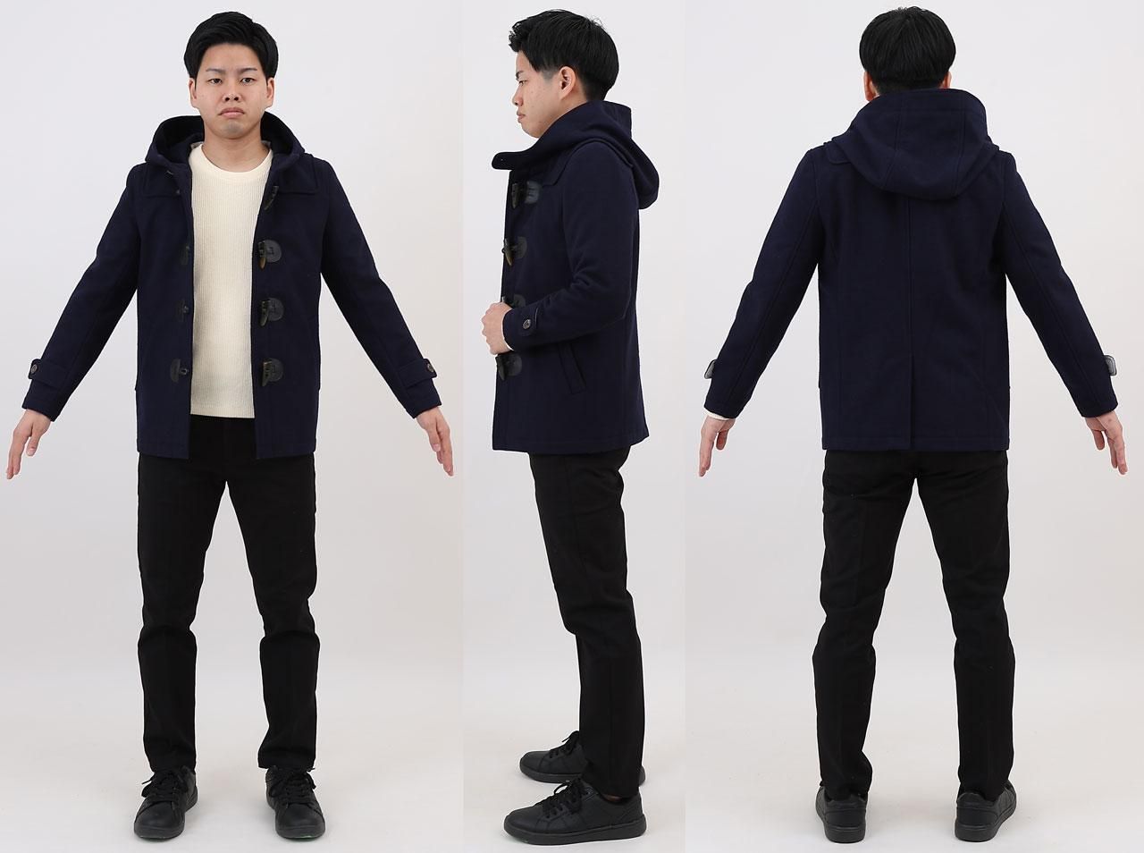 小さいサイズのメルトンダッフルコート（ネイビー / XSサイズ