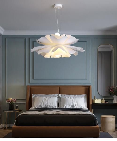 LASHA】フラワーデザインペンダントライト ホワイト 2灯（W400mm