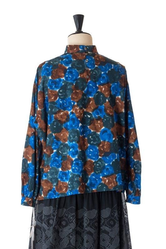 mina perhonen glass flower スタンドカラーブラウス - ミナペルホネン