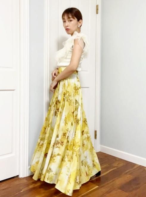 COCODEAL (ココディール）アートフラワープリントサーキュラースカート