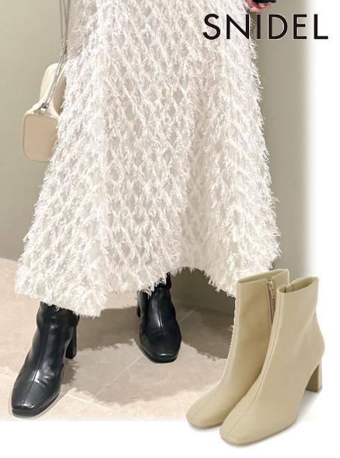 snidel （スナイデル）スクエアショートブーツ 23秋冬.【SWGS241603