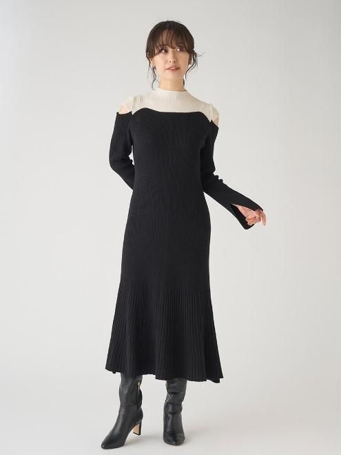 CELFORD (セルフォード)袖スリットニットマーメイドワンピース 22秋冬