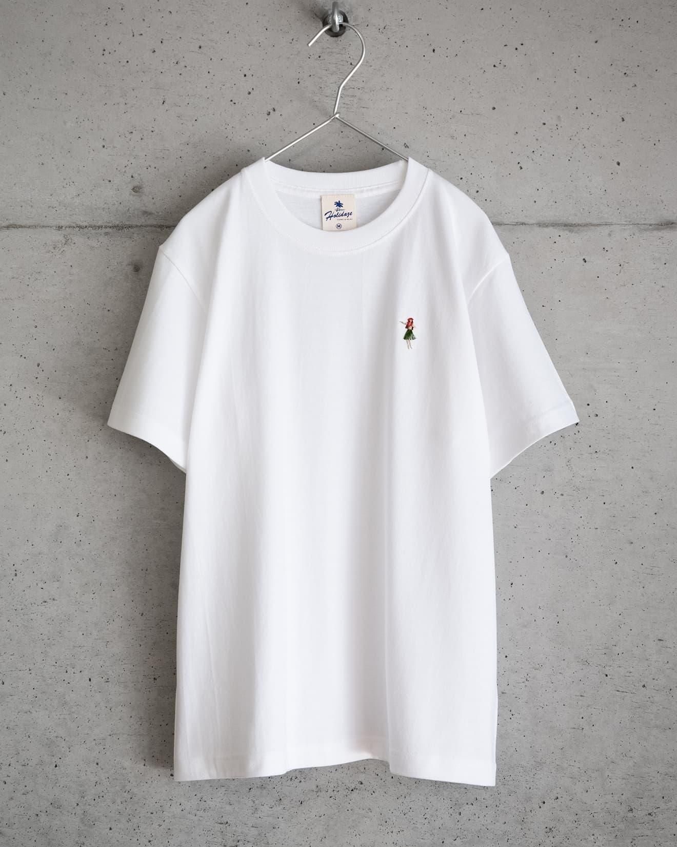 TINY HULA GIRL 手刺繍 フラガール ワンポイント - メンズ ハワイT