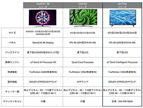 50UM7300EJA｜LG 50V型 4Kチューナー内蔵 液晶テレビ Alexa搭載