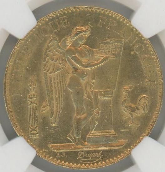 フランス 1886A 100フラン エンジェル エンゼル 金貨 NGC MS62
