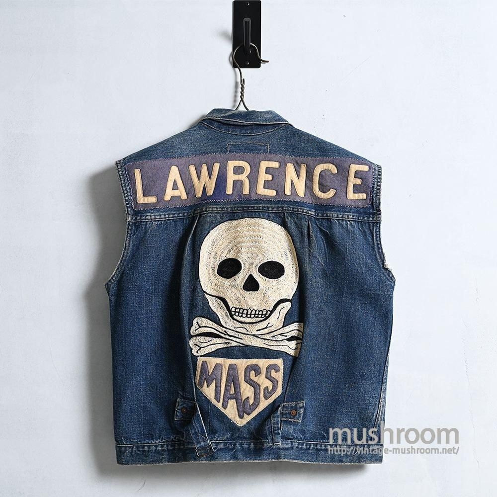 LEVI'S 506XX M/C CUT-OFF BIKER'S VEST with SKULL EMBROIDERY