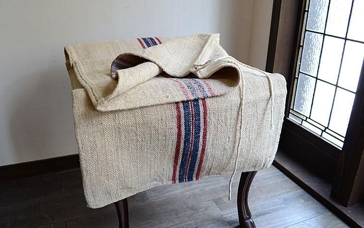 ハンドメイドantiquelinenspunグレインサック×牛革3WAY グレイン