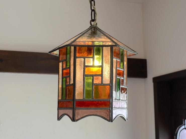 ステンドグラス 6面ランタン型 ペンダントランプ｜アンティーク照明