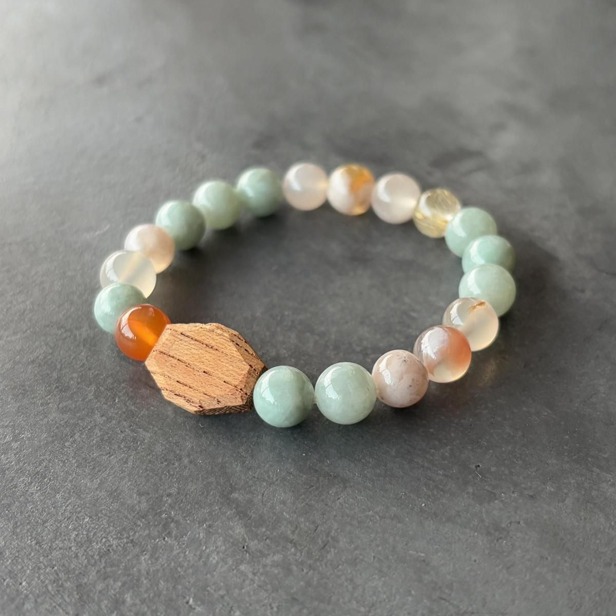 おまもりブレス｜桜瑪瑙×翡翠