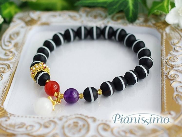 一線薬師天珠デザインブレスレット - 天然石ブレスレットの