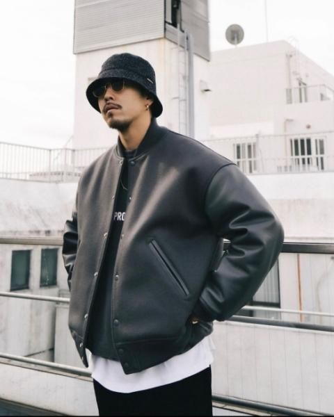 COOTIE / Wool Melton Error Fit Stadium Jacket - RELAX WEB