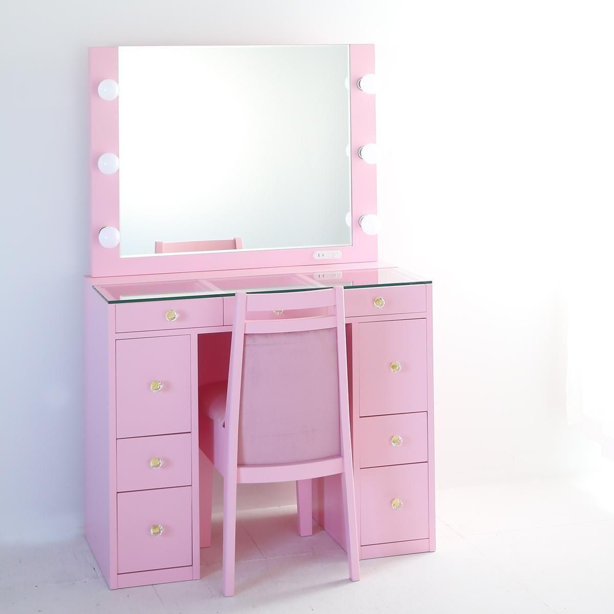 カンタービレ 女優ミラー クリーミーピンク | LEDライト付きドレッサー
