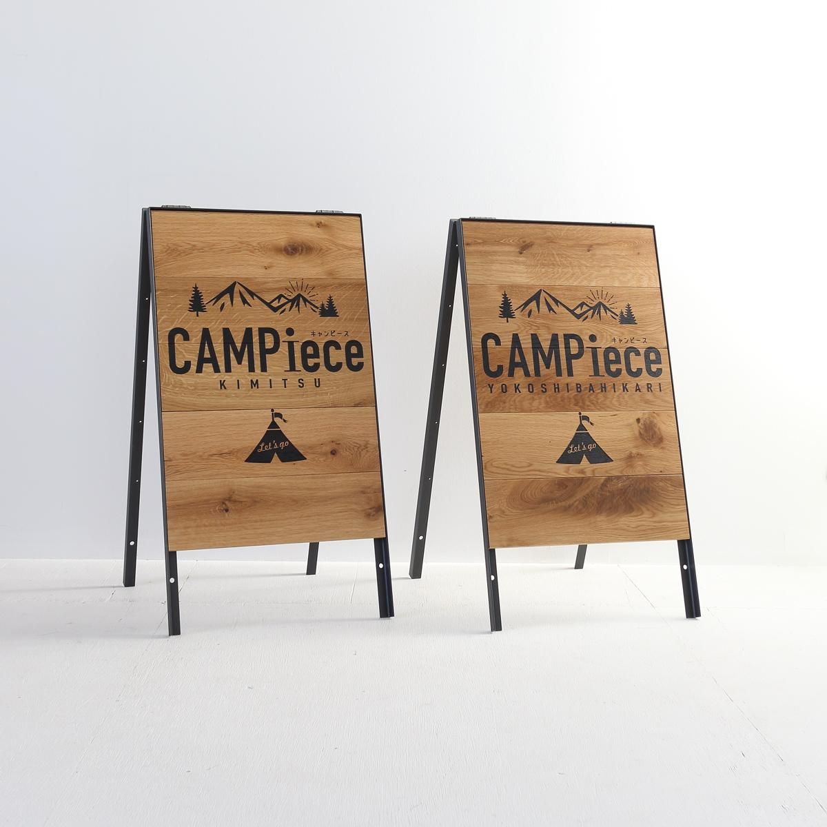 看板・サイン・A型ショップ用木製折りたたみアイアンフレーム・幅400