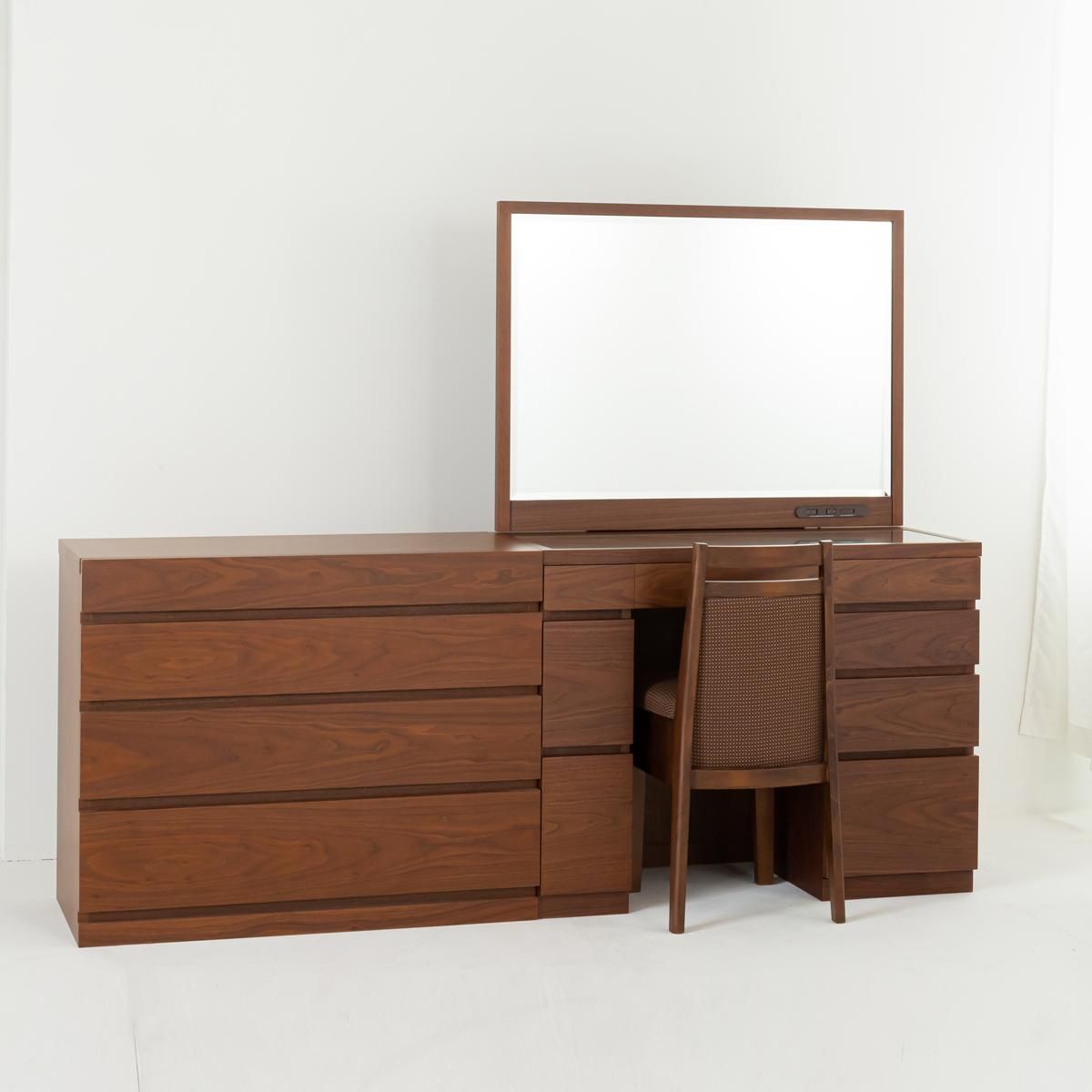 レント95+プラスチェスト90（ウォールナット）一面鏡ワイドミラー