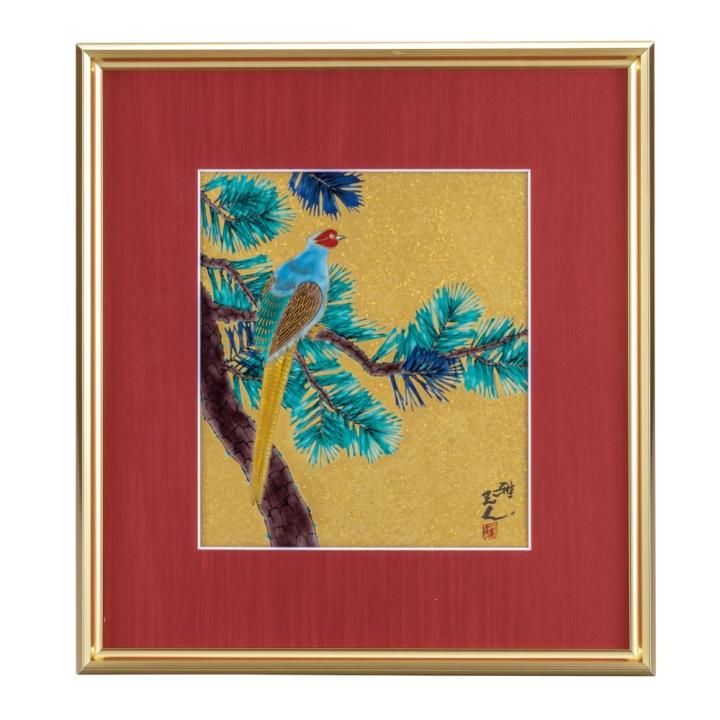 陶額 金彩松に雉/谷敷正人