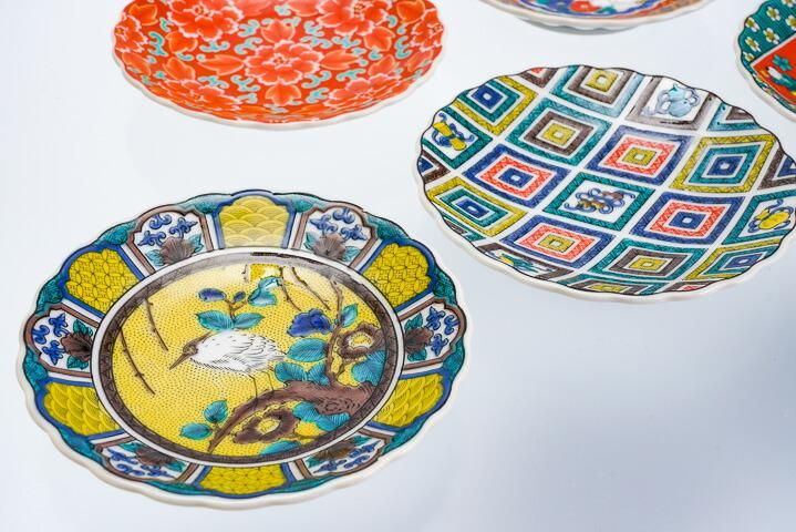 3号菊皿揃 時代画風/青郊窯