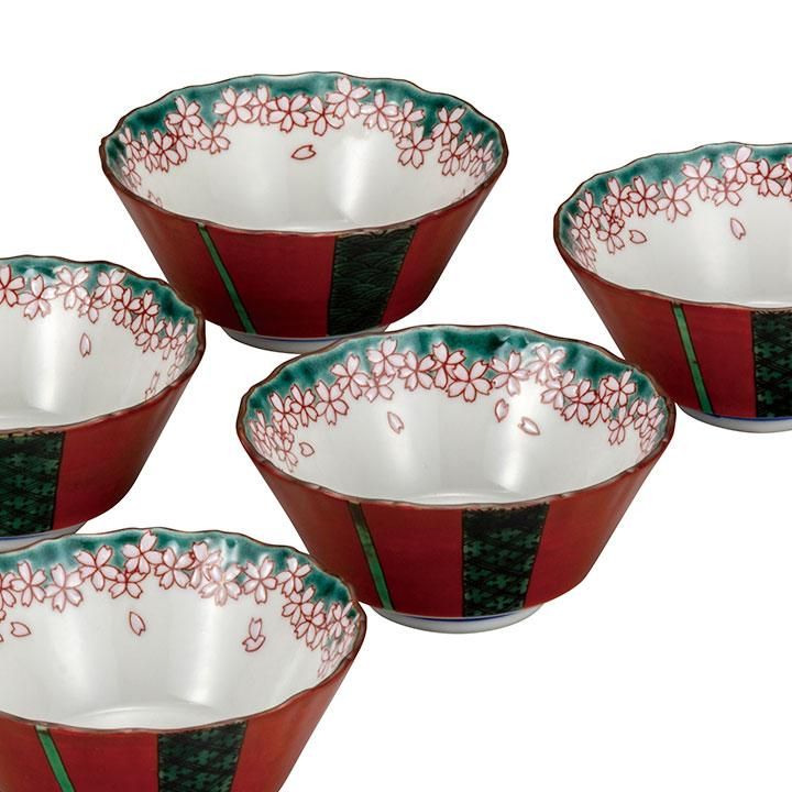 3.5号小鉢揃 朱巻花小紋 / 宮本晄