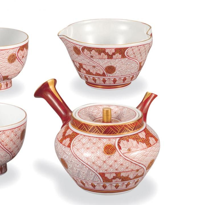 小茶器揃 赤絵小紋 | 西野昭月 - 和食器の通販なら九谷焼専門店の陶らいふ